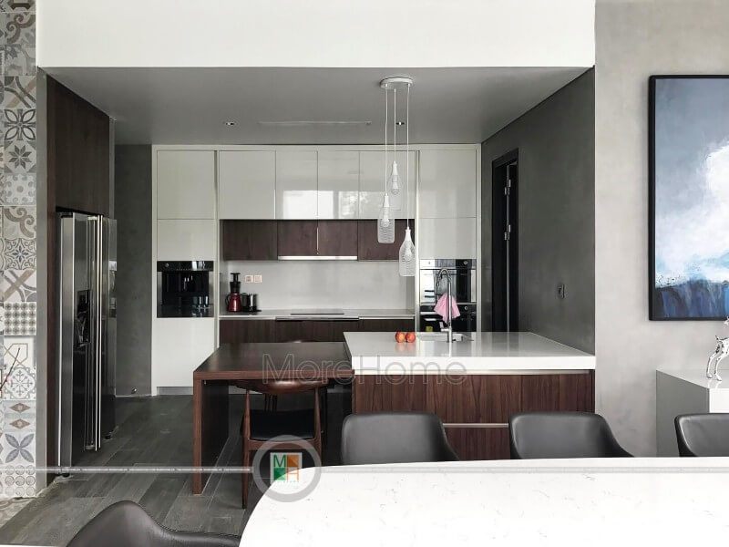 Khảo sát 11 ++ công trình thi công tủ bếp từ dịch vụ thi công nội thất MoreHome